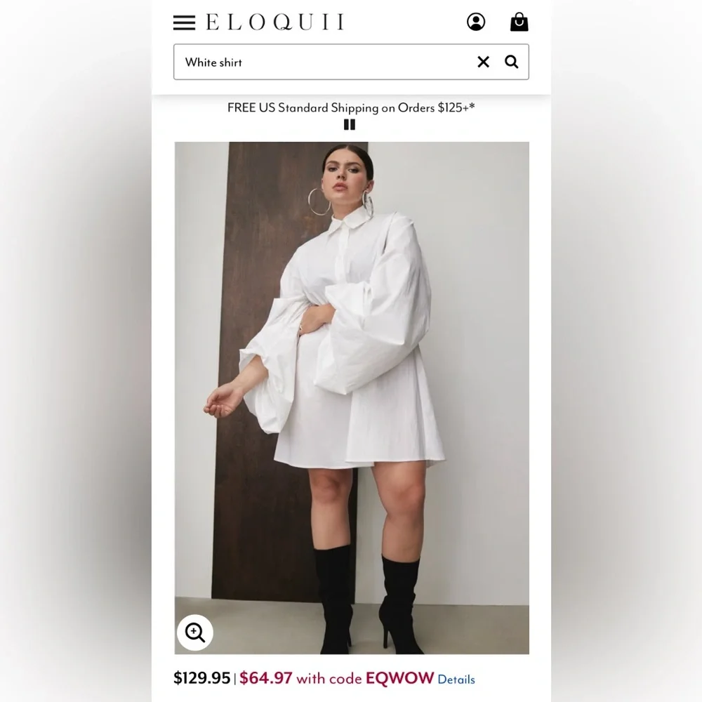 Eloquii white Balloon Sleeve Dress - Picture 7 of 7